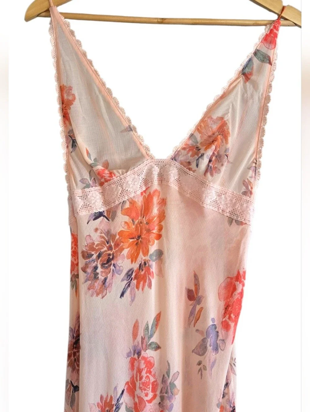 Free People Stay Awhile Sheer Maxi Dress Tiered Ruffle Peach Combo Size Large